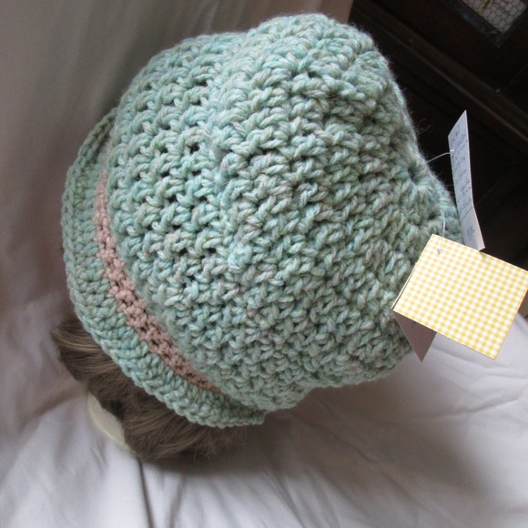 SEAFOAM GREEN WOOL HAT WITH CREAM COLORED HEMP YAR main image 5